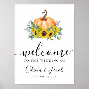 Eucalyptus Pumpkin Wedding Welcome Sign Poster