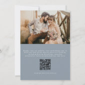 Eucalyptus QR Code Dusty Blue Foto Wedding Einladung (Rückseite)
