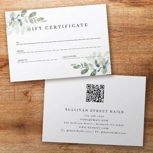 Eucalyptus QR Code Geschenkgutschein