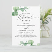 Eucalyptus Rehearsal Dinner. Elegant Script Garden Einladung (Stehend Vorderseite)