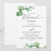 Eucalyptus Rehearsal Dinner. Elegant Script Garden Einladung (Vorne/Hinten)