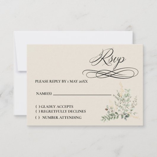 Eucalyptus Response Card RSVP Karte (Vorderseite)