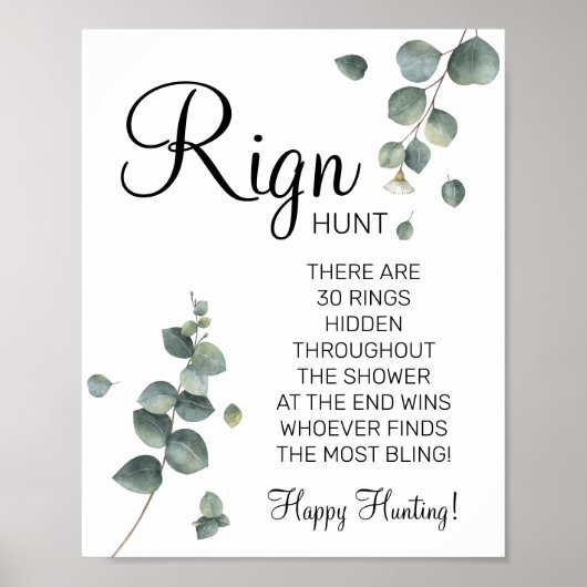 Eucalyptus Ring Ring Brautparty-Spielschild Poster (Vorne)