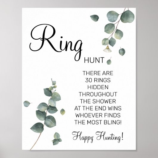 Eucalyptus Ring Ring Brautparty-Spielschild Poster (Vorne)