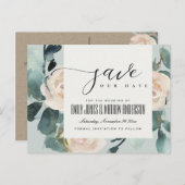 EUCALYPTUS ROSE BLUSH GRAY KRAFT SAVE THE DATE ANKÜNDIGUNGSPOSTKARTE (Vorne/Hinten)