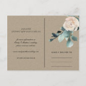 EUCALYPTUS ROSE BLUSH GRAY KRAFT SAVE THE DATE ANKÜNDIGUNGSPOSTKARTE (Rückseite)