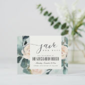 EUCALYPTUS ROSE BLUSH GRAY KRAFT SAVE THE DATE ANKÜNDIGUNGSPOSTKARTE (Stehend Vorderseite)