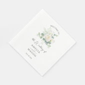 Eucalyptus Rose Floral White Paper Wedding  Serviette (Ecke)