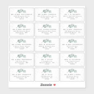 Eucalyptus Rose Gold Foil Wedding Guest Address Aufkleber