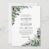 Eucalyptus Rustic Elegant Modern QR Code Wedding Einladung (Vorderseite)