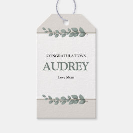 Eucalyptus Rustic Floral Baby Shower Geschenkanhänger