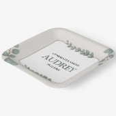 Eucalyptus Rustic Floral Baby Shower Pappteller (Gewinkelt)