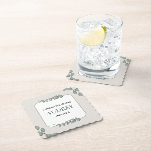 Eucalyptus Rustic Floral Baby Shower Untersetzer (Vor Ort)