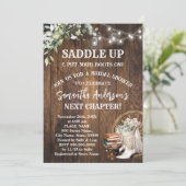 Eucalyptus Saddle Up Boots & Books Bridal Shower Einladung (Stehend Vorderseite)