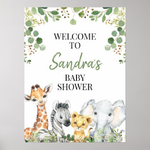Eucalyptus Safari Animals Baby Dusche Begrüßungsze Poster