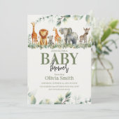 Eucalyptus Safari Baby-Dusche Einladung (Stehend Vorderseite)