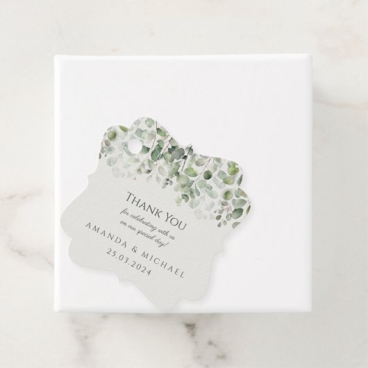 Eucalyptus Sage Green Wedding Vielen Dank Geschenkanhänger (Beispiel)