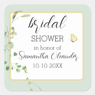 Eucalyptus Sage Greenery Bridal Quadratischer Aufkleber
