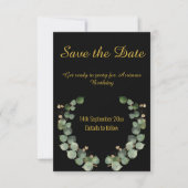 EUCALYPTUS SCHWARZE GOLD REAKTION RSVP CARD (Vorderseite)