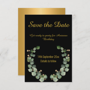 EUCALYPTUS SCHWARZE GOLD REAKTION RSVP CARD
