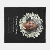 Eucalyptus Script Custom Text & Photo Memorial Fleecedecke (Vorderseite (Horizontal))
