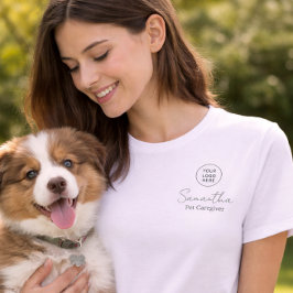 Eucalyptus Script Employee Name Business Logo Pink T-Shirt