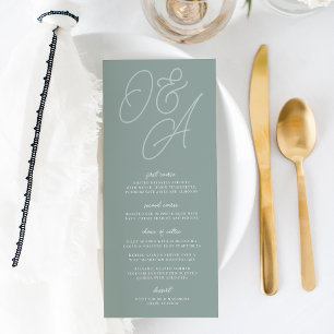 Eucalyptus   Script Watermark Monogram Wedding Menükarte