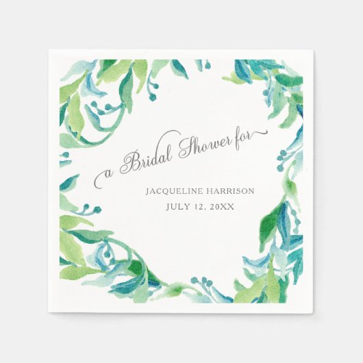 Eucalyptus Seed Leaf Laurel Wreath Brautparty Serviette (Vorderseite)