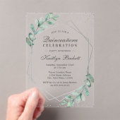 Eucalyptus Silver Geometric Quinceñera Geburtstag Acryleinladungen (Insitu (Handheld))