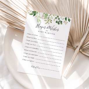 Eucalyptus Simple Baby Shower Hopwers & Wish Card Postkarte