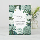 Eucalyptus Soft, Mint Frost & Snowdrop Wedding Einladung (Stehend Vorderseite)