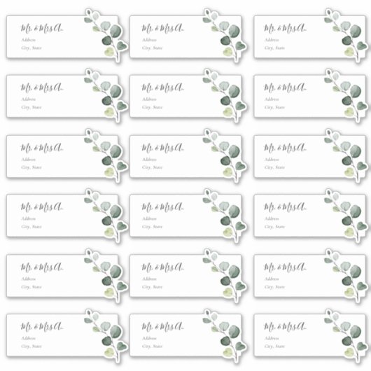 Eucalyptus Sprig Guest Address Labels (Vorderseite)
