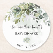 Eucalyptus Succulent Baby Shower Runder Pappuntersetzer (Vorderseite)
