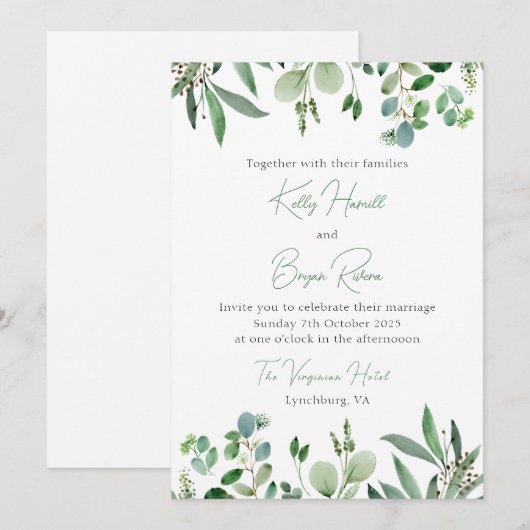 Eucalyptus Suite Einladung (Vorne/Hinten)