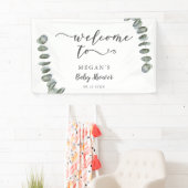 Eucalyptus Summer Greenerenery Baby Dusche Willkom Banner (Insitu)