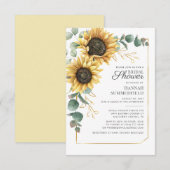 Eucalyptus Sunflower Foliage Script-Brautparty Einladung (Vorne/Hinten)