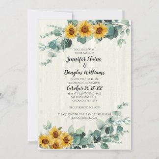 Eucalyptus Sunflower Invitation Einladung