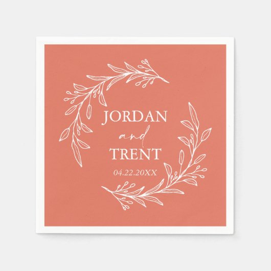 Eucalyptus Terracotta Custom Wedding Paper Napkins Serviette (Vorderseite)