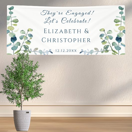 Eucalyptus They're Engaged Party Banner