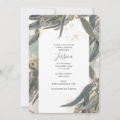 Eucalyptus Verlasse Grüne Babydusche Einladung (Vorderseite)