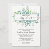 Eucalyptus Virtual Baby-Dusche per Mail Einladung (Vorderseite)