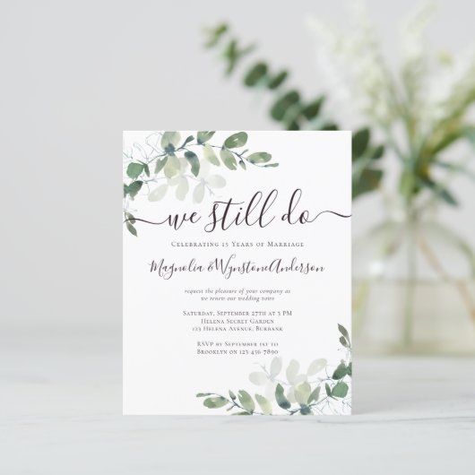 Eucalyptus Vow Renewal Einladung (Stehend Vorderseite)