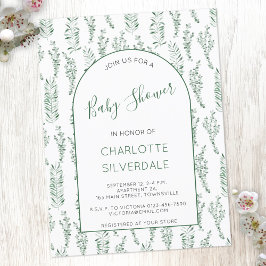Eucalyptus Watercolor Baby Dusche Einladung Postkarte