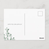 Eucalyptus Watercolor Baby Dusche Einladung Postkarte (Rückseite)