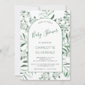 Eucalyptus Watercolor Baby Show Einladung (Vorderseite)