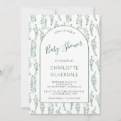 Eucalyptus Watercolor Baby Show Einladung (Vorderseite)