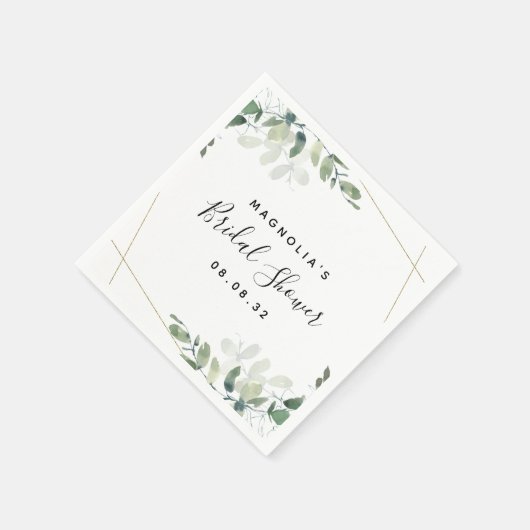 Eucalyptus Watercolor Brautparty Napkins Serviette (Ecke)