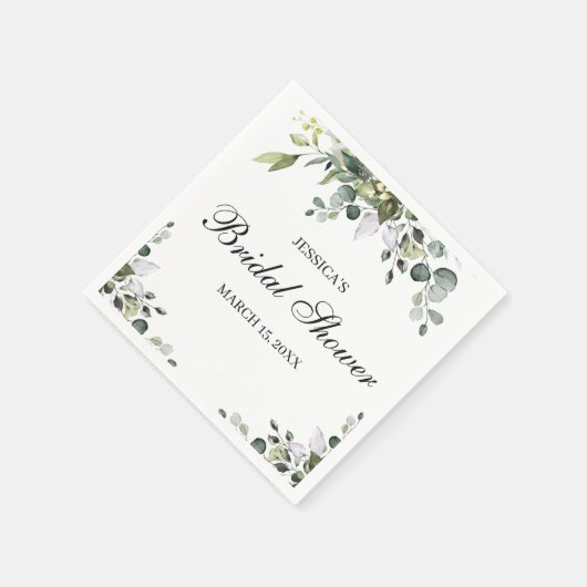 Eucalyptus Watercolor Brautparty Napkins Serviette (Ecke)
