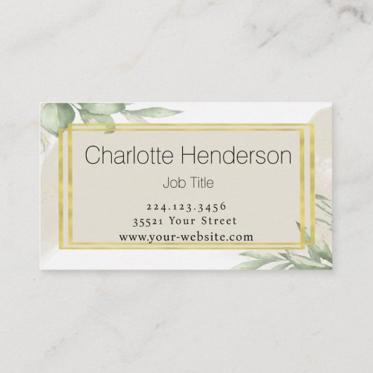 Eucalyptus Watercolor Business Card Visitenkarte (Rückseite)