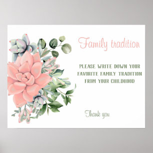 Eucalyptus Watercolor Coral Baby Showdusche Poster